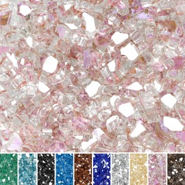 Skyflame 10-Pound Fire Glass for Fireplace Fire Pit and Landscaping, 1/2-Inch Rose Gold Reflective