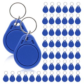 50 Pieces 125KHz Writable RFID Proximity Keychains, T5577 Key Fob Rewritable RFID Keychains, NFC Token Tags for Copy/Cloning Cards (Blue)