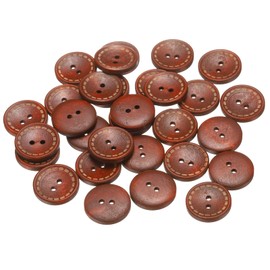 HARFINGTON 30pcs 36L Wooden Sewing Button 7/8"(23mm) 2 Holes Wood Round Craft Replacement Buttons for Sewing Clothing Pillow DIY Crafts Decoration, Red Brown