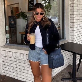 Roulens Crossbody Bags for Women,Soft Vegan Leather Medium Shoulder Handbags Travel Purse with Front Zipper Wallet Pocket