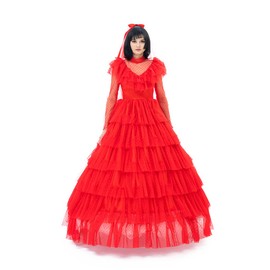 CosplayDiy Women's Bride Cosplay Costume Bride Red Dress Adult Gothic Wedding Dress XL