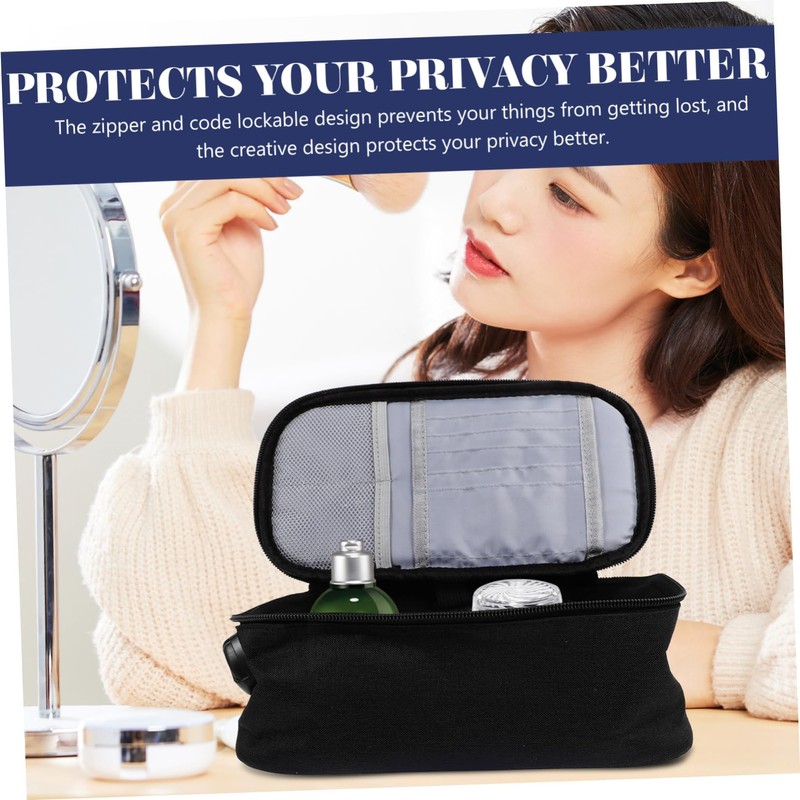 KOMBIUDA Code Lockable Toiletry Bag Travel Cosmetic Bag Handheld Makeup