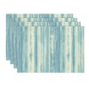 Blue Watercolor Striped Placemats Set of 4, 12x18 Inch Seasonal