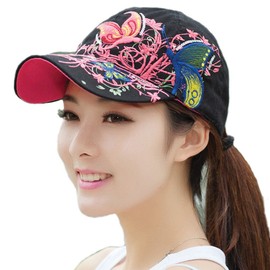 Women Ladies Butterfly Baseball Cap Snapback Hat Sun Hats Trucker Hat Hiking Hat Black