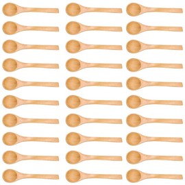 30pcs Mini Handmade Wooden Spoon Small Wood Children Spoons Ice-Cream Sugar Honey Coffee Teaspoon Kitchen Condiment Spoon