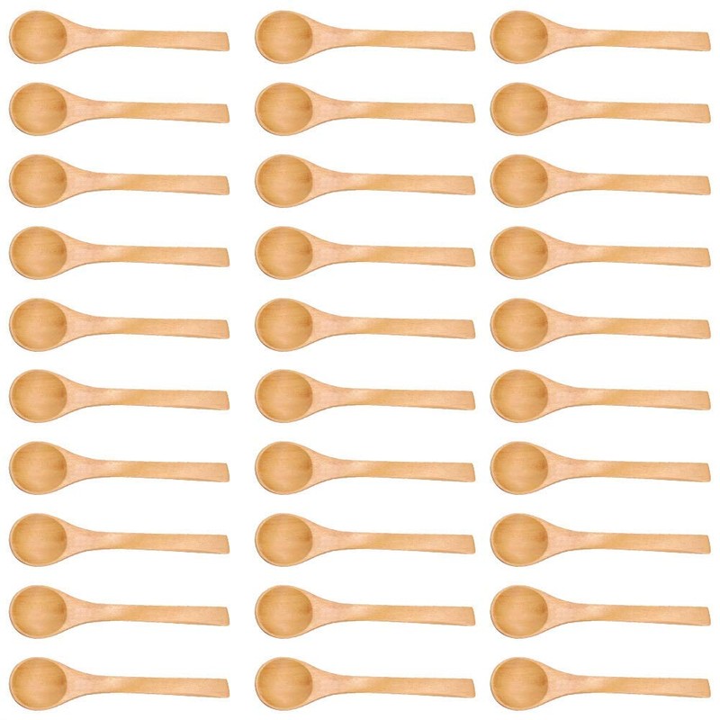30pcs Mini Handmade Wooden Spoon Small Wood Children Spoons Ice-Cream