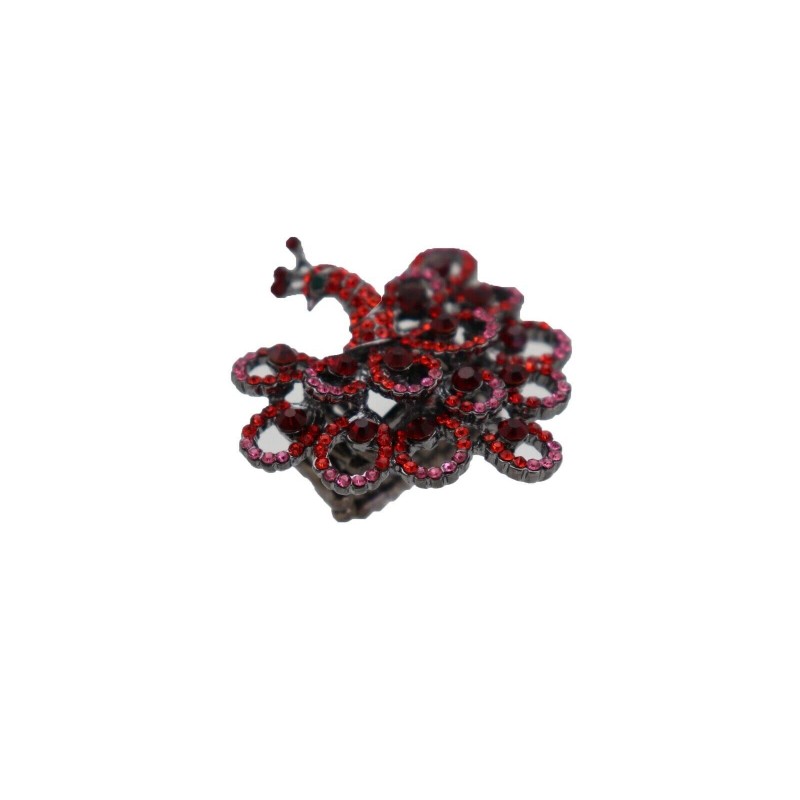 Unbranded Women Peacock Ring Red Pink Animal Feathers Metal Elastic