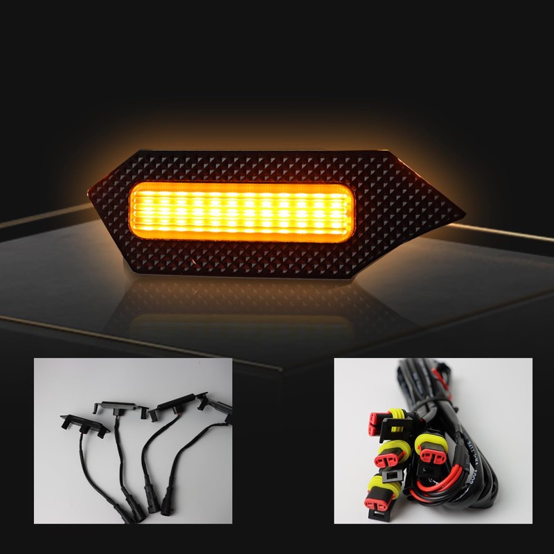 ZDEERAOTO 4pc Smoked Housing Amber LED Front Grille Lights DRL