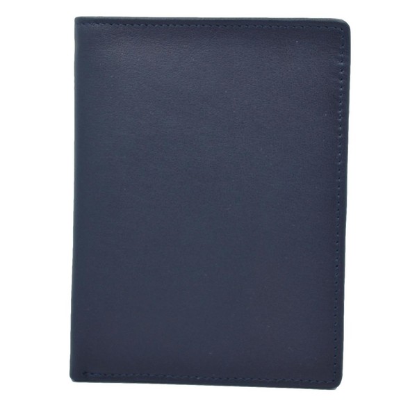 Royce Leather RFID Blocking Bifold Passport Currency Travel Wallet, Blue,