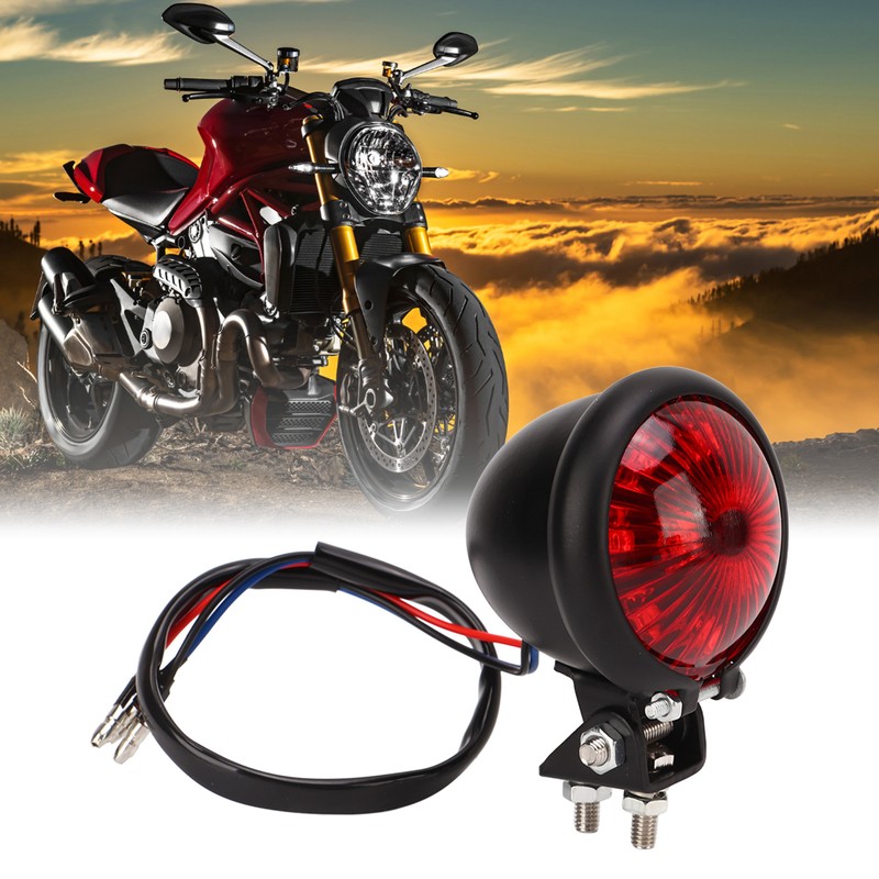 Motorcycle Retro Round LED Taillight Brake Running Light Universal for