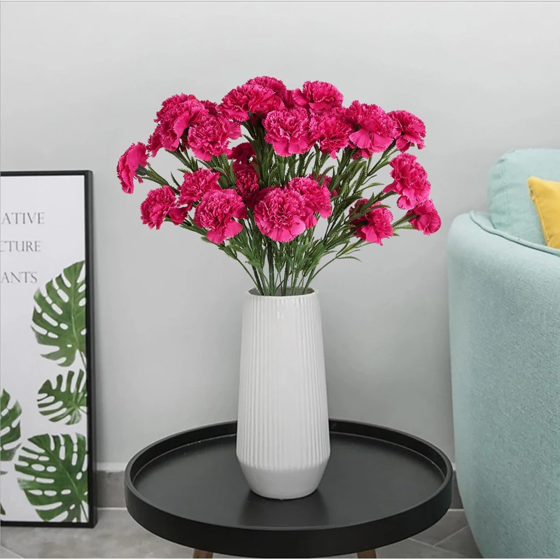 IPOPU 30 Heads Carnations Artificial Flowers 6PCS Silk Carnations 27.56in
