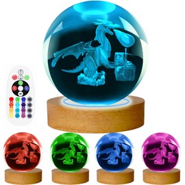 LINSINA 3D Dragon Lamp,Crystal Ball Night Light,Birthday Gifts for Women Men,16 Color Changing Light with Remote Control, Bedroom Decor(Dragon)