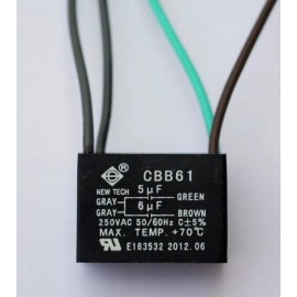 New Tech CEILING FAN CAPACITOR CBB61 5uf+6uf 4 WIRE