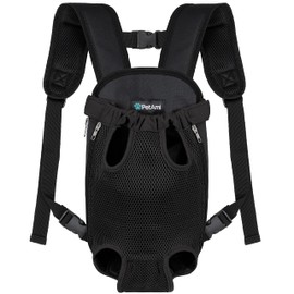 PetAmi Dog Carrier Backpack, Adjustable Dog Pet Cat Front Carrier Backpack | Ventilated Dog Chest Carrier for Hiking Camping Travel, Sling Bag for Small Medium Dog Cat Puppies, Small, 5-9 lbs, Black