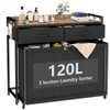 STIKELY Laundry Hamper Laundry Basket with 3 Section Pull-Out Rolling