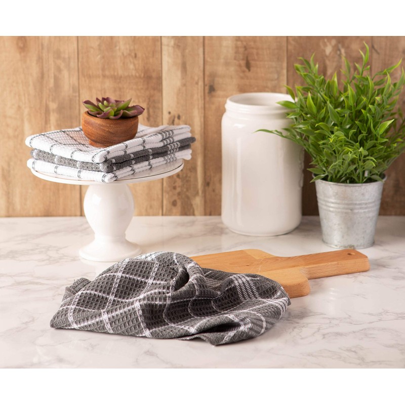 DII Waffle Weave Kitchen Collection, 100% Cotton, Kitchen Set, Gray