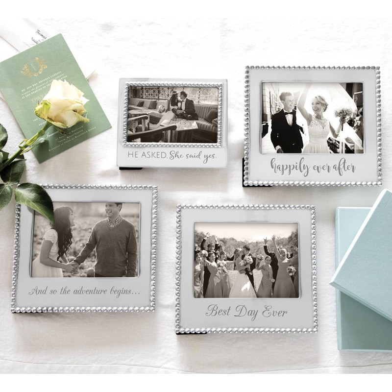 Mariposa "He Asked. She said Yes" Frame, Silver, 4" x
