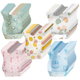 Kellegour Pack of 50 Disposable Bibs, Waterproof Travel Bibs, Disposable Travel Bibs with Food Catcher Bag for Boys and Girls Travel Outdoor Use, Multiple colours