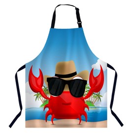 Xuwenz Cute Cartoon Crab Apron Adjustable Neck Bib Apron for Men Women,Suitable for Kitchen Cooking Waitress Chef Apron