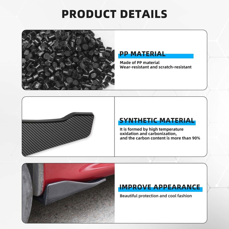Universal Car Side Skirts 2PCS 19inch/48cm,Black Extension Splitter Lip Pair