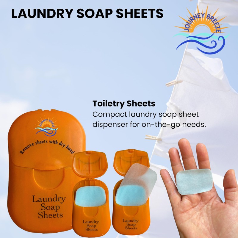 Travel Laundry Detergent Sheets and Foldable Laundry Bag - Portable,