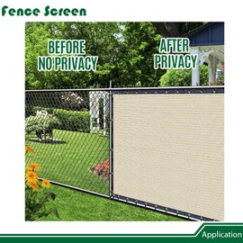 Goleray 8'x64' Fence Privacy Screen Outdoor Temporary Fence Panels Covering for Outside Mesh Fencing UV Blockage Windscreen Shade Net Cover for Backyard Patio Garden, Beige