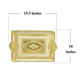 Vintage Florentine Wood Vanity Tray with Handles, 15.5" x 10", Gold Tray for Vintage Home Decor, Shabby Chic Decor, Perfume Platter, Gifts for Women, Made in Italy (Cappuccino, Medium)