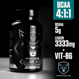 Branched Chain Amino Acids BCAA 4.1.1 Vitastrong | 100% Pure L-Leucine, L-Isoleucine, L-Valine with Vitamin B6 | Pre- and Post-Workout Supplement | Made in Italy