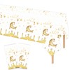 POPOYU Pack of 2 Ramadan Tablecloths, White Gold, 137 cm
