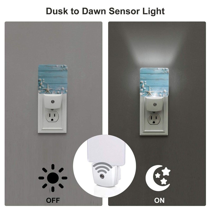 Seashell Night Light Plug-in LED Lamp Set of 2, Dusk