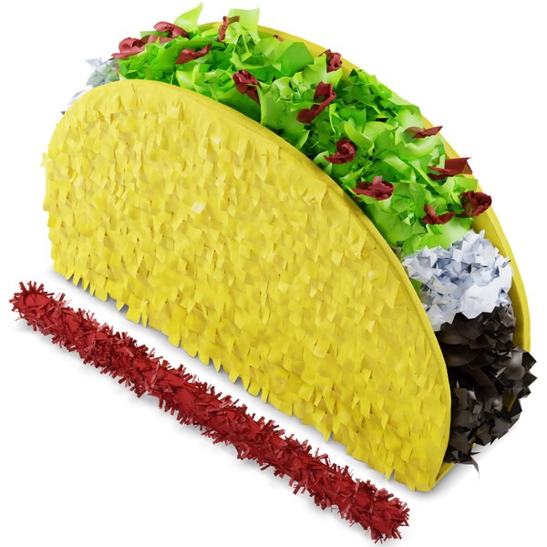 Taco Tuesday Pinata (Small Stick Included) 17.5" x 11" x 3.7" Perfect for Taco Bout Parties, Decorations, Birthday piñata, Fiesta Theme Celebration, Mexican Bash, Photo Prop – by Jergrim
