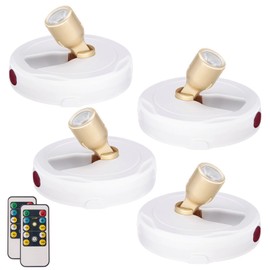 HAMVIDNE LED Spotlight, Battery Powered Picture Lights, Uplighting Indoor, Puck Lights with Remote, Stick Spot Light for Wall Display Picture Dartboard Painting Artwork Accent Closet-4Pack