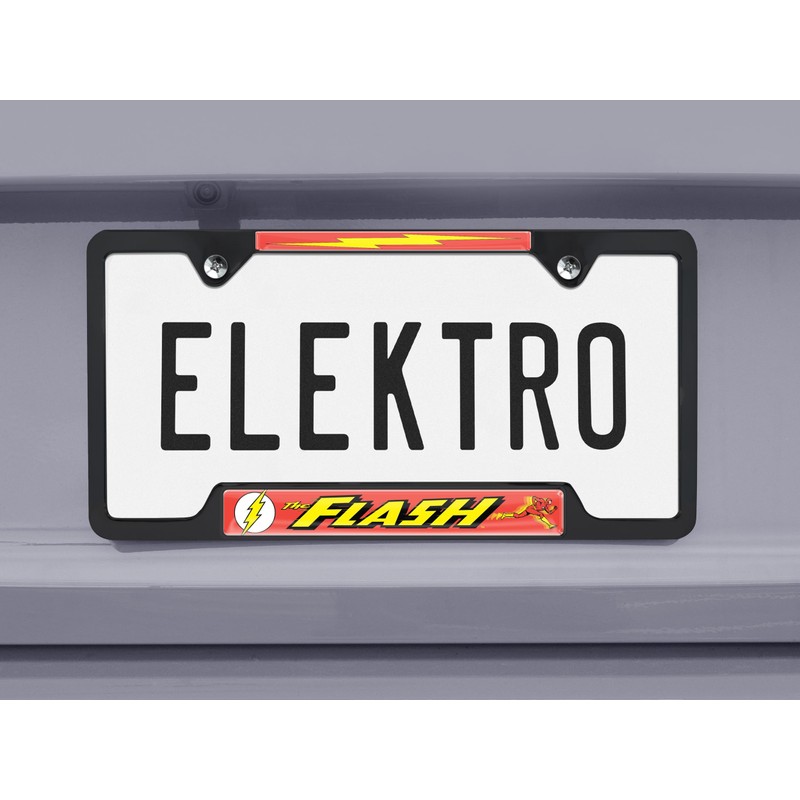 The Flash All Metal Black Open License Plate Frame