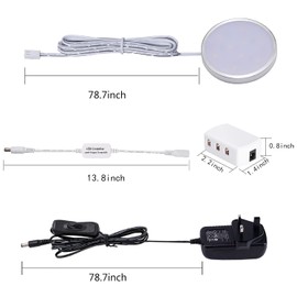LABOREDUCER Under Cabinet Light Kitchen Kit,Dimmable Display Cabinet Lighting Cupboard Lights with Remote Control,6 Pack Puck Lights Under Cabinet Kitchen Lighting for Closet,Counter,Shelf,Wardrobe