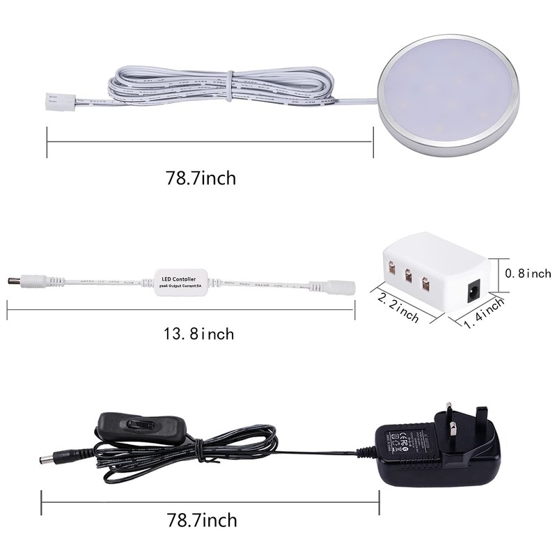 LABOREDUCER Under Cabinet Light Kitchen Kit,Dimmable Display Cabinet Lighting Cupboard