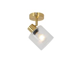 Qazqa - Art Deco Art Deco Ceiling Spotlight Gold I Brass with Glass Adjustable - Laura I Living Room I Bedroom - Round - LED Suitable E27