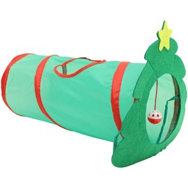 POPETPOP Outdoor Playset Toy Christmas Tree Pet Hiding Tunnel Foldable Cat Sleeping Tunnel Tube Toys Collapsible Tunnels Bored Hole Toy for Dog Puppy Kitten Cat Tunnel