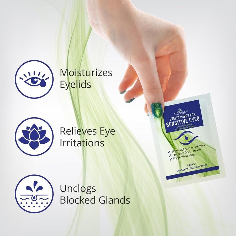 NOVEHA Rise Eyelid Wipes 60 Count with Tea Tree Oil,