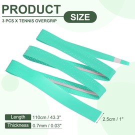 PATIKIL Tennis Racket Grip Tape, 3 Pack PU Racquet Overgrip with Damping Ridges Anti-Slip Absorbent Perforated Handle Grip for Badminton Pickleball Fishing Rod, Peacock Blue