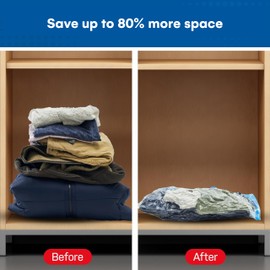 Grillman Vacuum Storage Bags - 10 Pack Small 24x16 Inches - Airtight Space Saver Bags for Travel and Storage - Durable Plastic with Hand Pump - Clear Vacuum Bags for Clothes Bedding and More