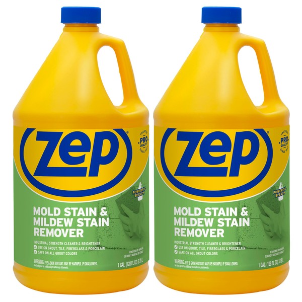 Zep Mold Stain and Mildew Stain Remover 1 Gallon (Case of 2) ZUMILDEW128 - Professional Strength No Scrub Formula