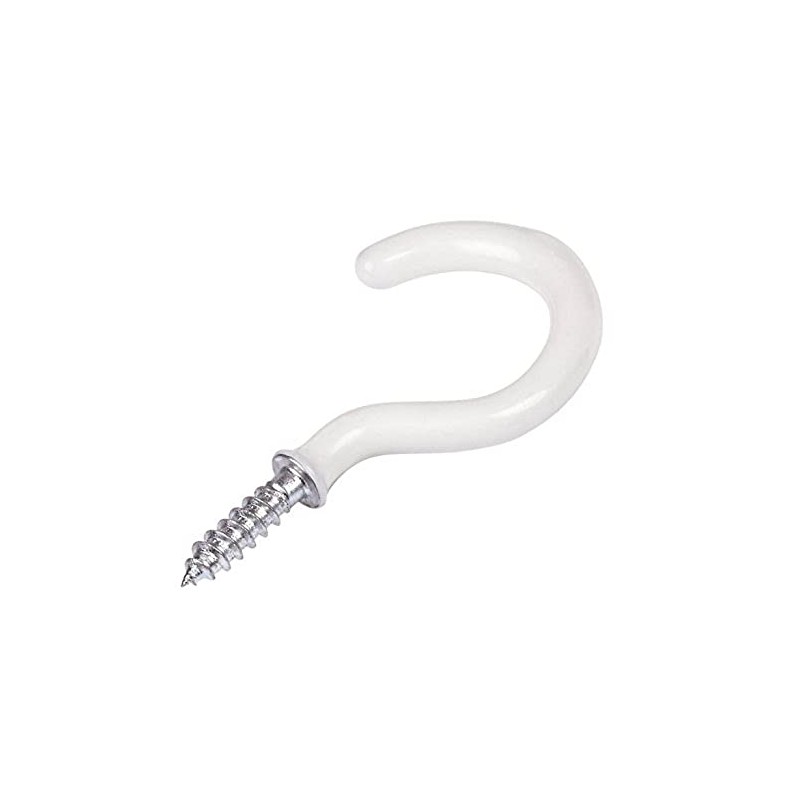 Merriway BH04764 (6 Pcs) Cup Hook White Plastic Coated 25