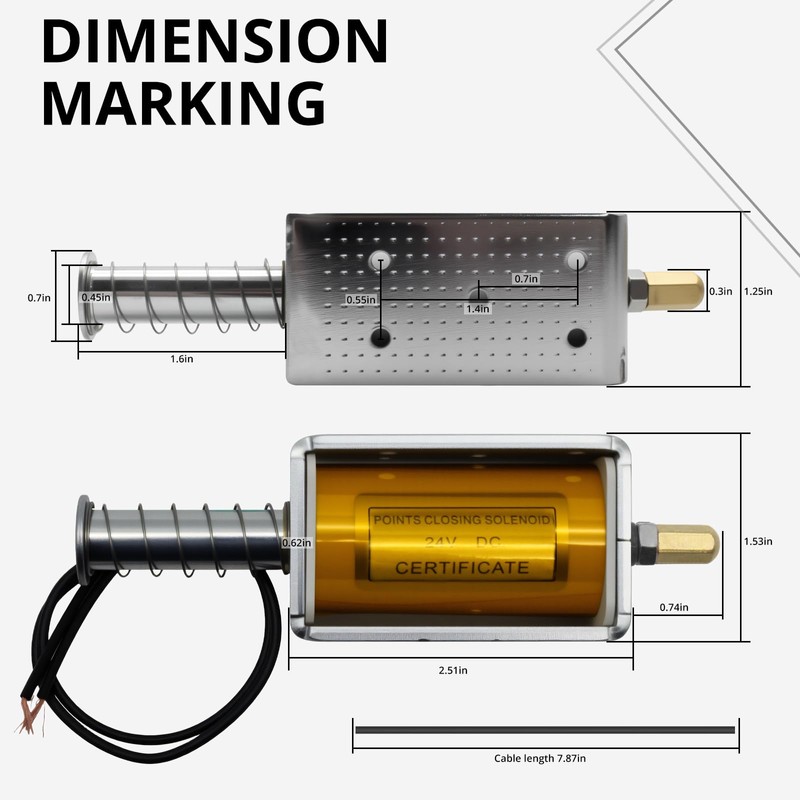 TOMSHIELE DC24V Linear Solenoid，35mm Stroke Push-Pull Solenoid Electromagnet，24V Electric Magnet，Long