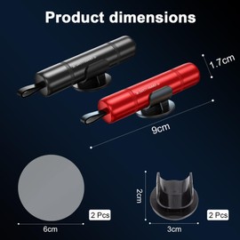 BOBOPACK 2 Stück Notfallhammer Auto, Escape Multifunktions Protector Sicherheitshammer, Notfallhammer Auto mit Gurtschneider, Glasbrecher Notfall Flucht Werkzeuge(Rot +Schwarz)