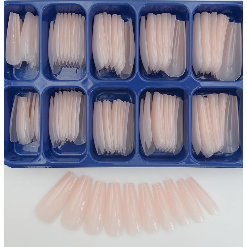 LoveOurHome 100PC Coffin Press-on Nails Nude Medium Acrylic Tips, Ballerina