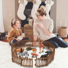EYSCOTA Realistic Toy Fence, Large Corral Fencing Panel Accessories Playset, Farm Fence Toys for Barn Paddock Horse Stable Horses Figurines, Christmas Birthday Gift for Kids Toddler