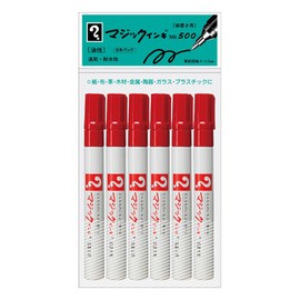 寺西化学工業 油性マーキングペン マジックインキ No.500 赤 6本パック M500-T2-6P