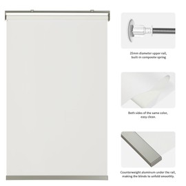 MYshade Cordless Roller Shades for Windows Blackout Blinds, Light Blocking Same Color Both Sides Fabric Room Darkening Roller Shades, Indoor Home Office Easy to Install Blinds, 48" Wx72 H White