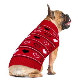 Queenmore Valentine Dog Sweater,Small Dog Sweater for Tiny Dogs,Teacups,frenchies,Chihuahuas,Yorkies,Turtleneck Girl Dogs Red Knit Sweaters Red,S