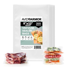 Avid Armor Vacuum Sealer Bags 200 Quart 8x12" For Food Saver, Commercial Grade, BPA Free, Heavy Duty, Pre-cut, for Vac Storage, Meal Prep, Sous Vide, or Dehydrated Freeze Dried Foods